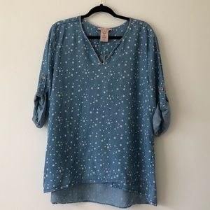 Philosophy Star Print Chambray Top